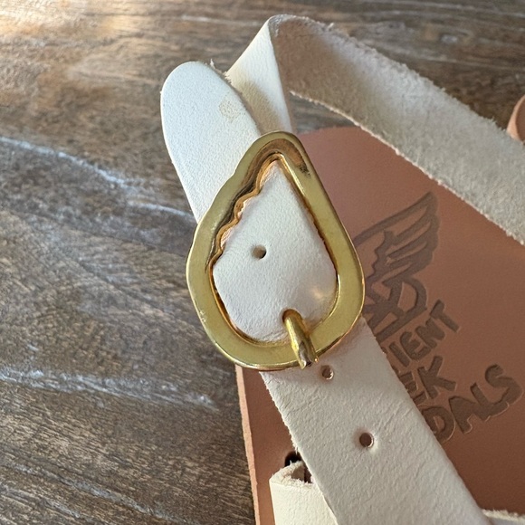 Ancient Greek Clio Strap Sandals White Leather - Picture 6 of 8